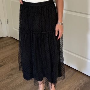 H&M, BLACK TWO LAYERED, SKIRTS W/ POLKADOT DETAIL, SIZE 2